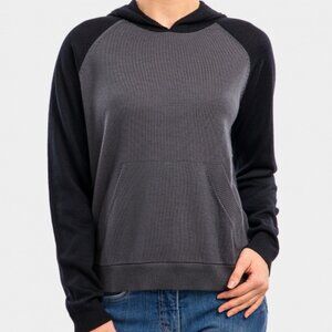 Icebreaker Black Gray Cool-Lite Merino Wool Utility Explore Hoodie Sweater